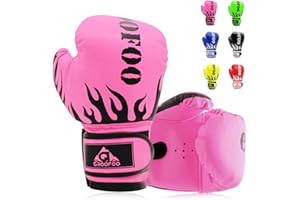 GROOFOO Kids Boxing Gloves 4oz 6oz 8oz Punching Gloves for Kids Youth Traning Gloves for Punching Bag Kickboxing Sparring Muay Thai MMA Fight Gloves