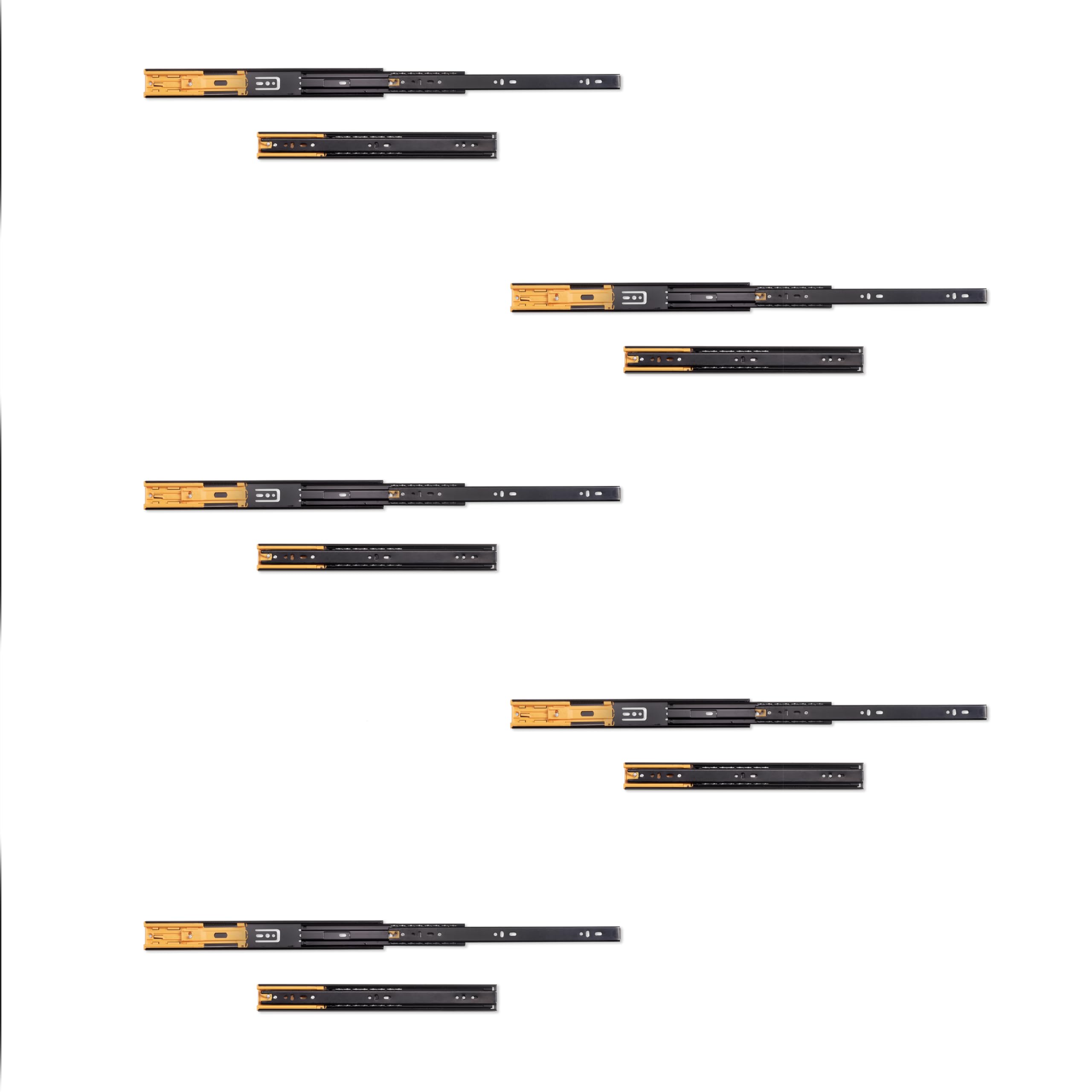 Emuca - Ball Bearing Drawer Slides 45mmx350mm (1,77 x 11,8 inch), Set of 5 Pairs of Full Extension Drawer Runners with Soft Closing, Black
