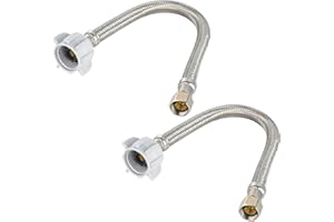 2-Pack EFIELD 12-inch Toilet Water Supply Connector Line Braided Stainless Steel Hose, 7/8 Female Ballcock Thread x 3/8" COMP,(HOSE049)