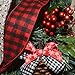 Morex Ribbon Red/Black Wired Flannel Ribbon, Buffalo Red Plaid, 2.5