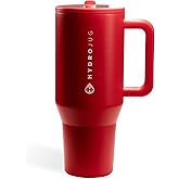 HydroJug Traveler - 32 oz Water Bottle with Handle & Flip Straw - Fits in Cup Holder, Leak Resistant Tumbler-Reusable Insulated Stainless Steel & Rubber Base - Gifts for Women & Men, Alumni Red
