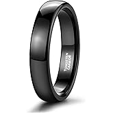 TRUMIUM 2mm 4mm 6mm 8mm Black Tungsten Ring for Men Women Wedding Band Domed High Polish Comfort Fit 4-15