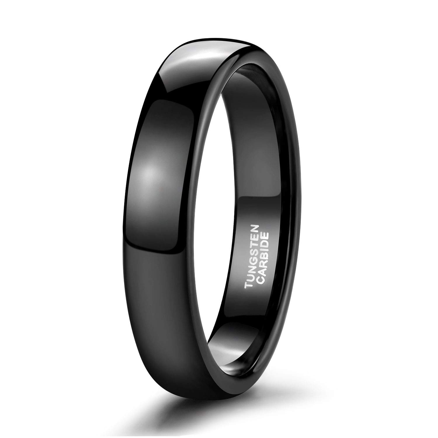 Zakk 2mm 4mm 6mm 8mm Black Tungsten Engagement Ring for Men Women Wedding Band Stacking Domed High Polish Comfort Fit (4mm,Size P 1/2) — image 1