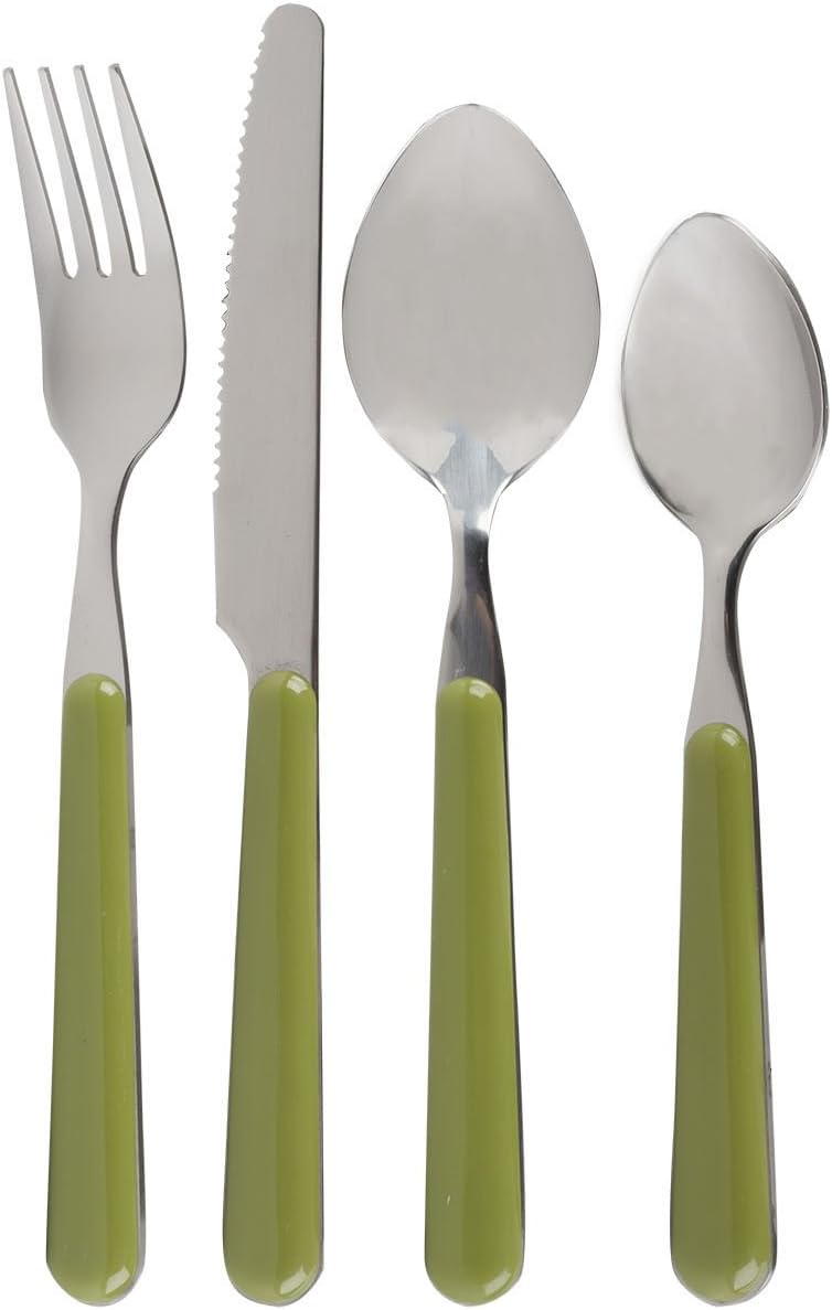 Select Homeware Dining Collection 16 Piece cutlery set with Lime Green Handles