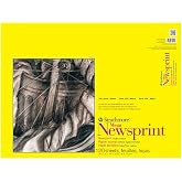 Strathmore 300 Series Newsprint Paper Pad, Tape Bound, 14x17 inches, 50 Sheets (32lb/52g) - Art Paper for Adults and Students - Practice Sketching with Charcoal, Graphite and Pencil