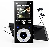 64GB MP3 Player with Bluetooth 2.4" Screen,Hi-Fi Lossless Sound Bluetooth mp3 Player Built-in Speaker & FM Radio,Voice Recorder, MP3 Music Player Supports 128GB SD Card for Running,Travel (Black)