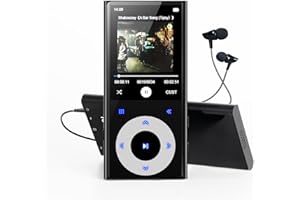 CCHKFEI 64GB MP3 Player with Bluetooth 2.4" Screen,Hi-Fi Lossless Sound Bluetooth mp3 Player Built-in Speaker & FM Radio,Voice Recorder, MP3 Music Player Supports 128GB SD Card for Running,Travel (Black)