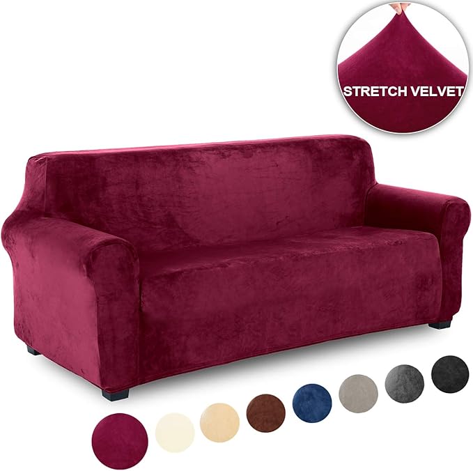 TIANSHU Velvet Sofa Cover Furniture Protector Velvet Couch Cover for 3