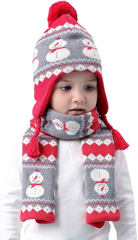 Dingdong Bebe Enfant Garcon Fille Hiver Etoile Bonnet Echarpe Gants 3pieces Ensemble Accessoires Chapeaux Salon Qa