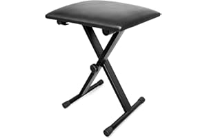 MUZNOTE Piano Bench, Adjustable Keyboard Bench Padded Keyboard Chair Seat X-Style Collapsible, Flame Retardant Cotton, Non-Slip Waterproof Design, Black