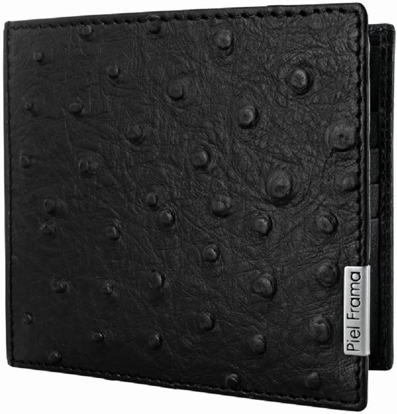 Piel Frama - Premium quality Leather Wallet for men , Black Ostrich