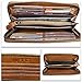 IVTG Genuine Leather Wallet for Women Dual Use Zip Long Purse Vintage Handmade Clutch Cowhide Card Holder Organizer (Brown)