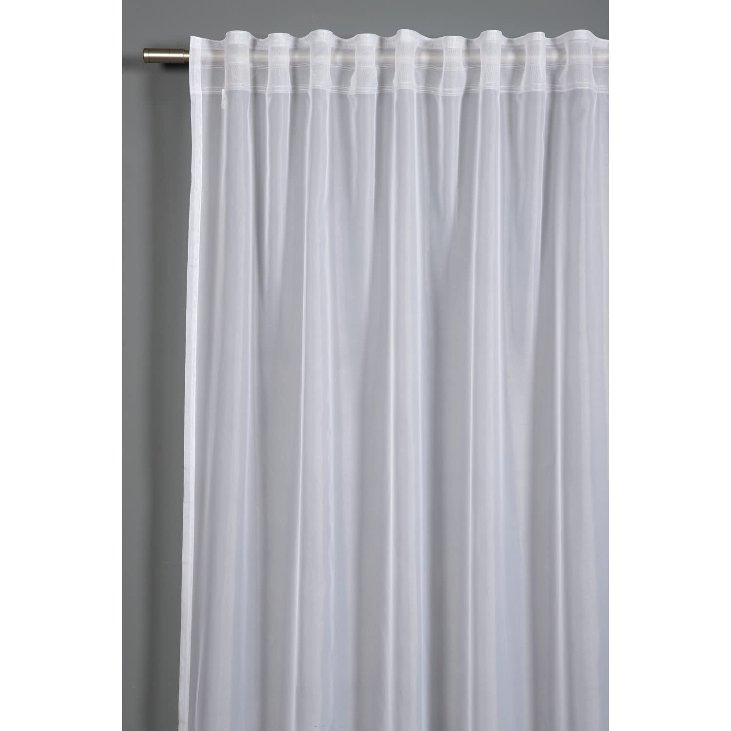 Gardinia Curtain with Concealed Tabs and Tape Translucent Transparent Voile Plain White 300 x 245 cm