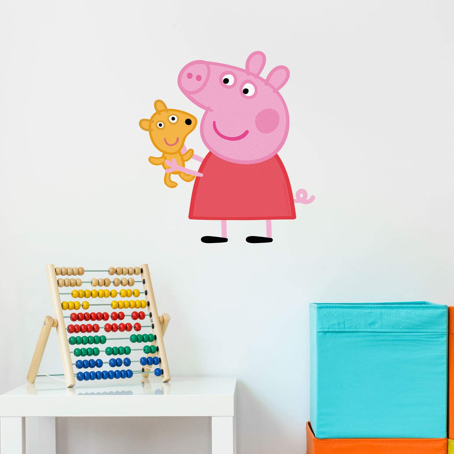 Peppa Pig with teddy wall stickers (Regular size) | Official Peppa Pig wall stickers range