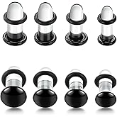 Xpircn Glass Ear Gauges Stretching Kit with Rubber Rings, 14G-00G Single Flare Plugs for Ears Gauges, Hypoallergenic Smooth Taper Expander Body Piercing Jewelry 8-12PCS