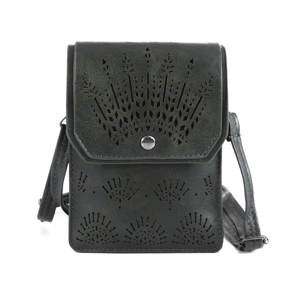 TENXITER Women Hollow Texture Small Crossbody Bags Cell Phone Purse Wallet for Girl (Green)