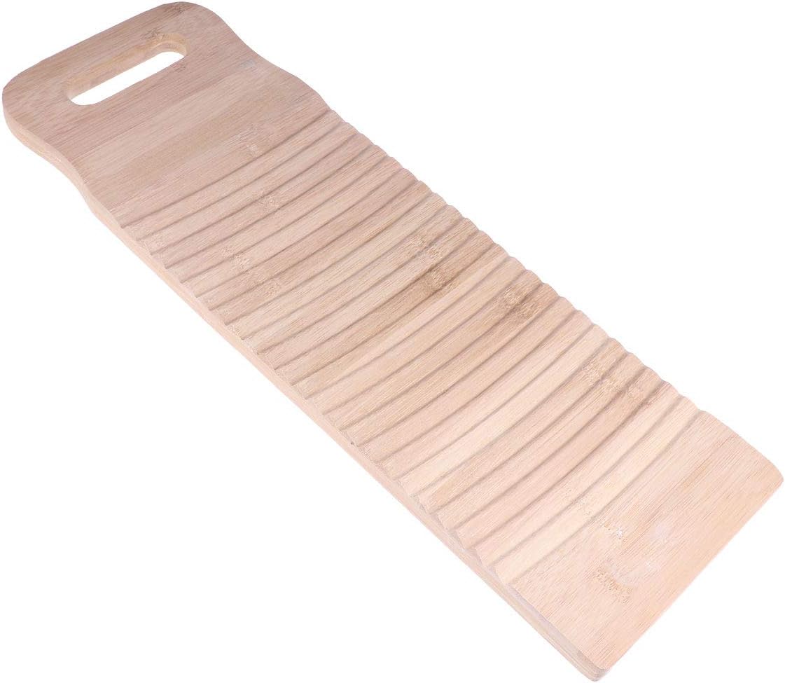 OUNONA Solid Wooden Washboard Old-fashioned Laundry Washboard Antislip Shirts Cleaning Washboard