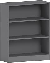 Vida Designs Cambridge 3 Tier Low Bookcase Grey Wood Shelving Unit