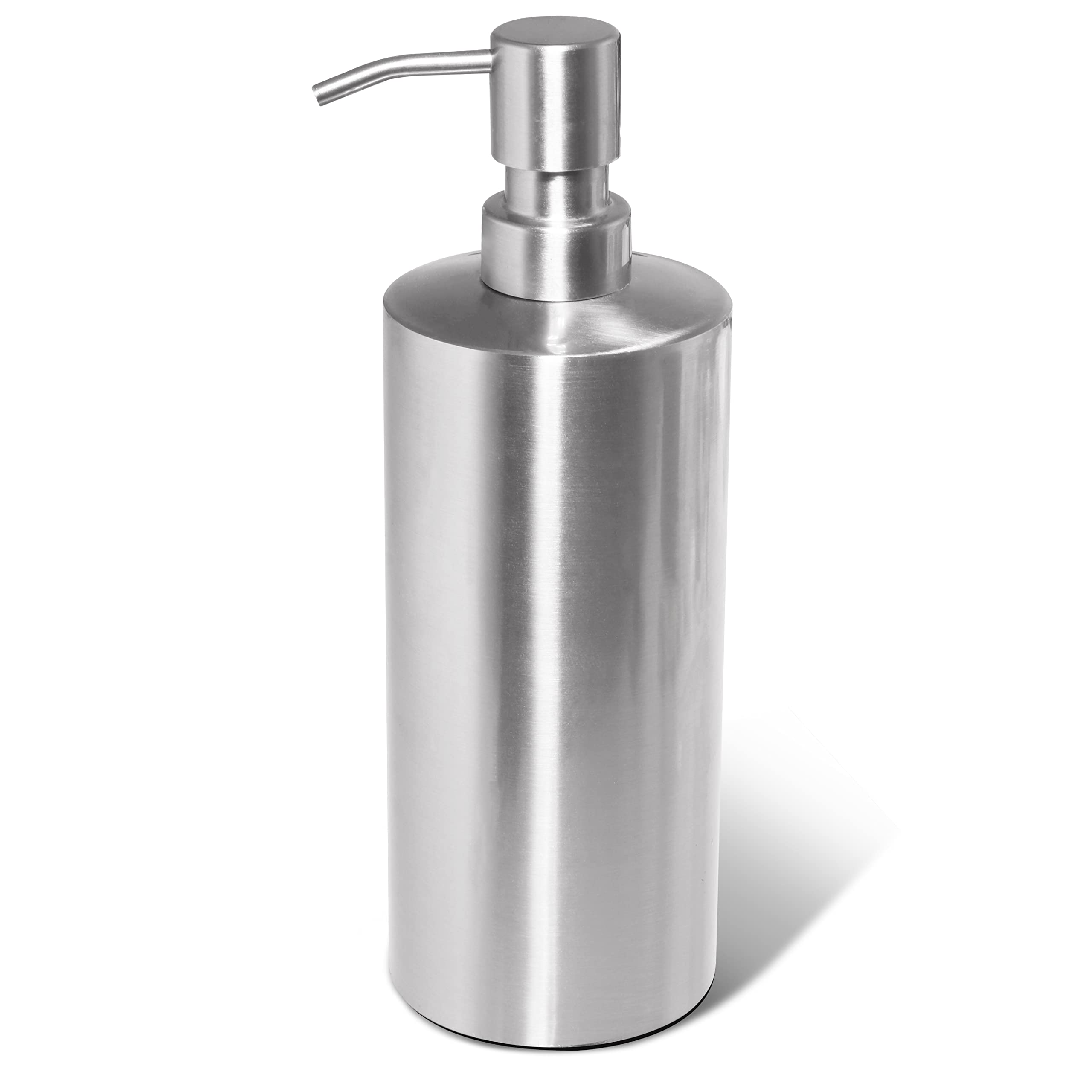 GLUBEE Stainless Steel Soap Dispenser - Large Liquid Soap Dispenser with Stainless Steel Pump, Brushed Nickel Washing up Liquid Dispenser for Bathroom and Kitchen (600ML)