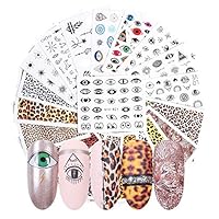 Macute Nail Water Decals for Women Nails Art Supply Stickers 19 Sheets Fresh Nail Art Accessories Stickers Leopard Eye Design Water Transfer Nail Decorations Fingernails Toenails Manicure Tips Decor