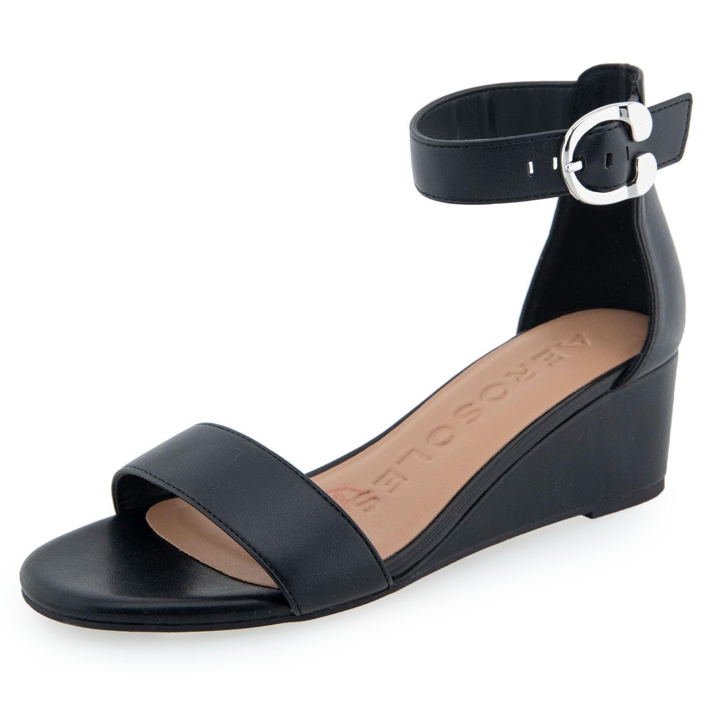 Aerosoles Women’s Willis Wedge Sandal, Black, 5