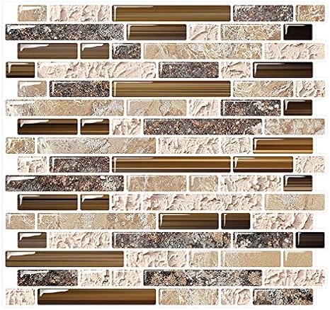 Amazon Com Peel And Stick Backsplash Tile For Kitchen Kitchen Backsplash Peel And Stick In Sandstone 1 Sheet 10 X10 Home Improvement