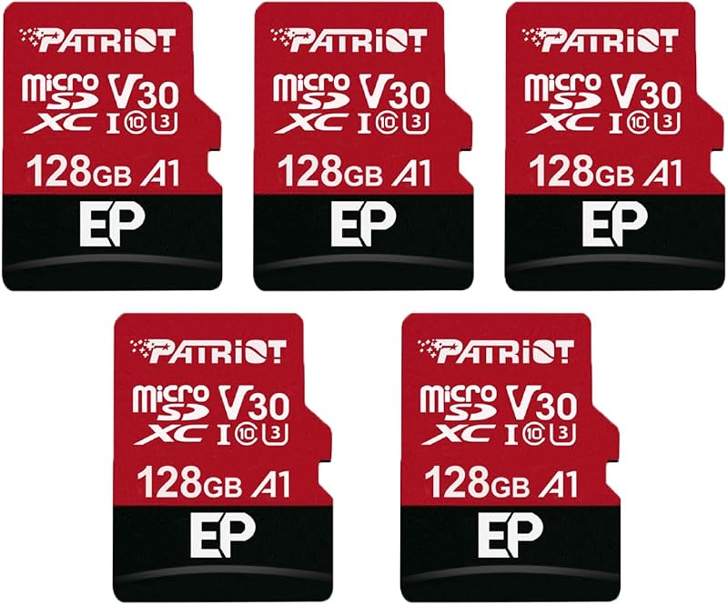 Patriot 128GB EP A1 Micro SD Card V30 4K UHD Android Tablet 5 Pack