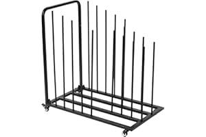 ikare Art Canvas Storage Rack, Metal, Vertical Pipe Shelf with Handle & Caster Wheels, Black, 28.7 x 3.14 x 19.25 inches, Art Storage, Display, Studio, Gallery, Museum