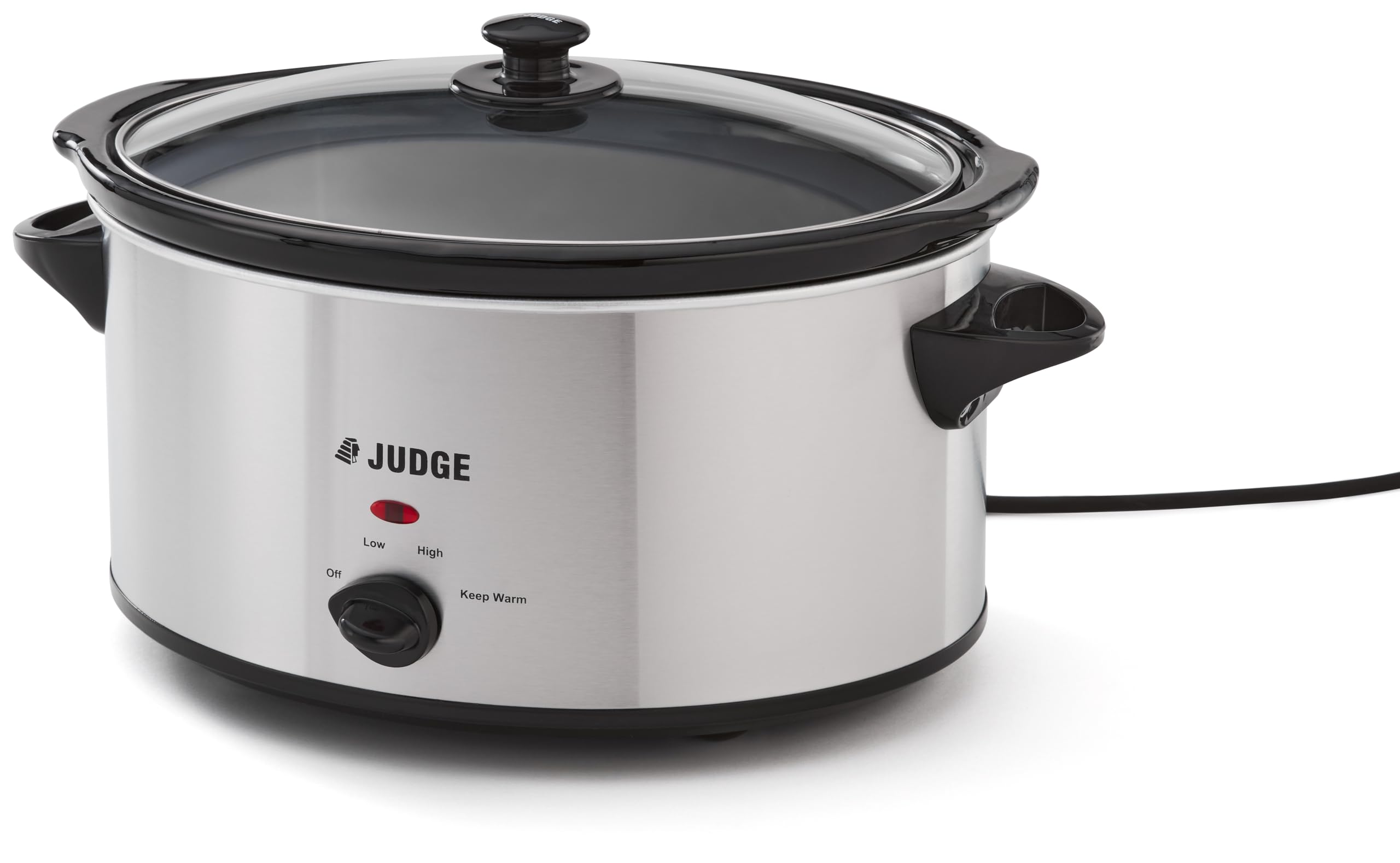 Judge Oval Slow Cooker 5.5L with Removable Ceramic Pot and 3 Heat Settings 25cm x 29cm x 34cm 250W