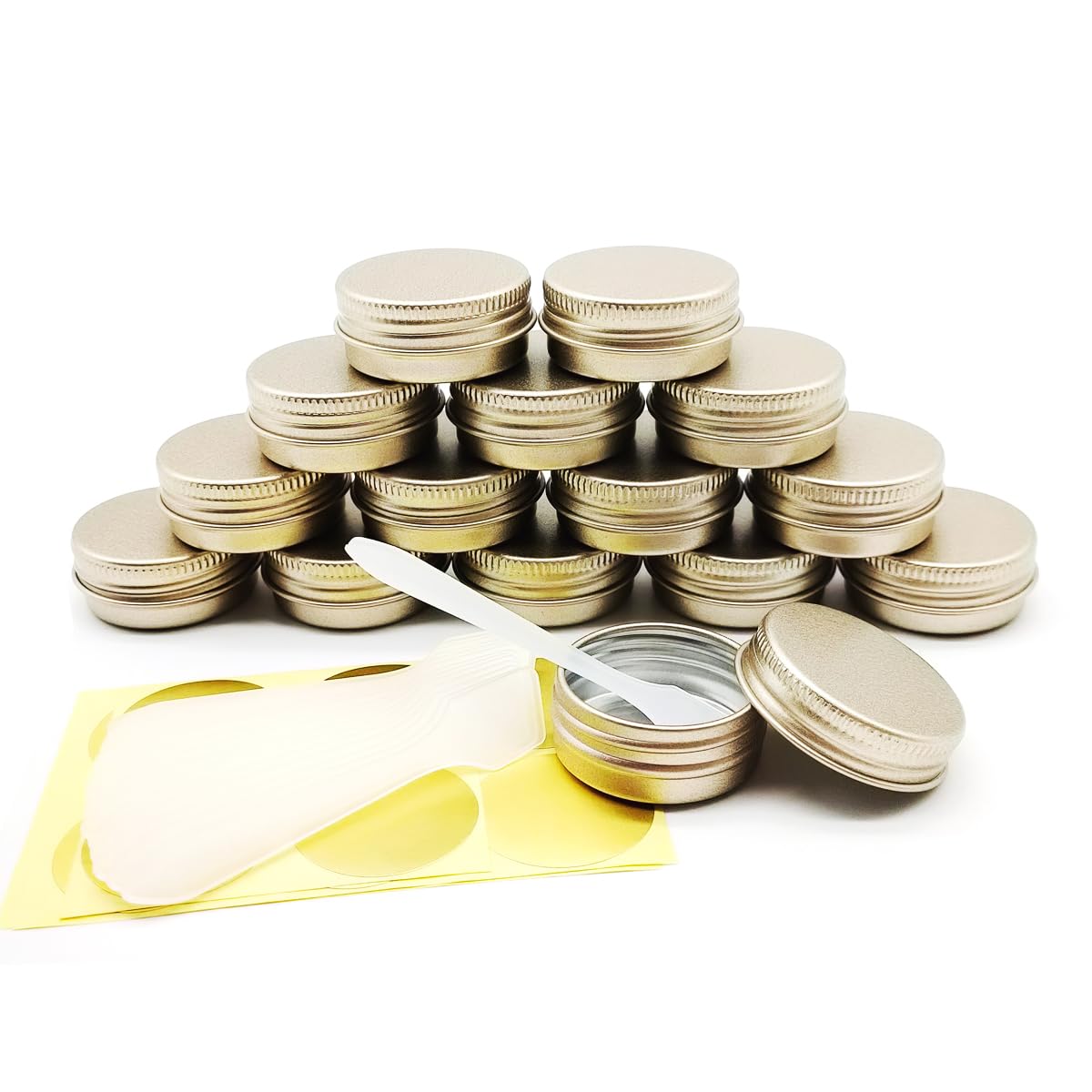Wopanxye 15pcs Aluminium Tins Jars, 15ml Empty Cosmetics Container Pots, 15g Travel Sample Pots Round Cans with Screw Lids for DIY Crafts Salve Candle Lip Balm Storage Slime Cream Powder Tea Beads