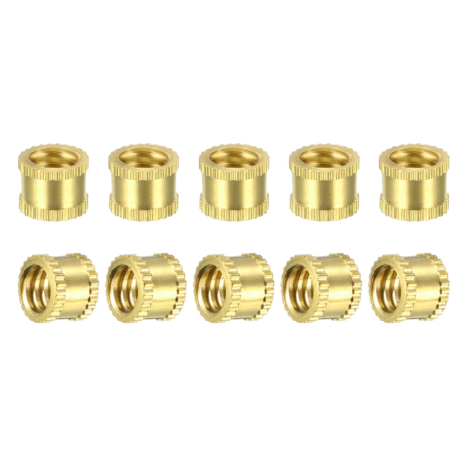 DTGN 1/4-20(Thread Dia) Knurled Insert Nuts - 15 Pack - Good for Plastic Shells - Brass Female Thread Heat Set Inserts Embedment Nut