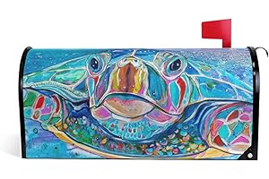 WOOR Colorful Sea Turtle Blue Ocean Magnetic Mailbox Cover MailWraps Garden Yard Home Decor for Outside Oversized-25.5" x20.8"
