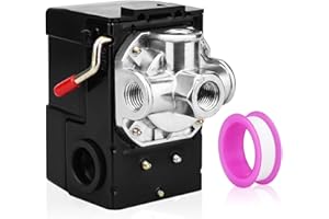 FBANG Air Compressor Pressure Switch Control Valve 95-125 PSI Horizontal 4-way, Air Compressor Replacement Parts 110V-240V