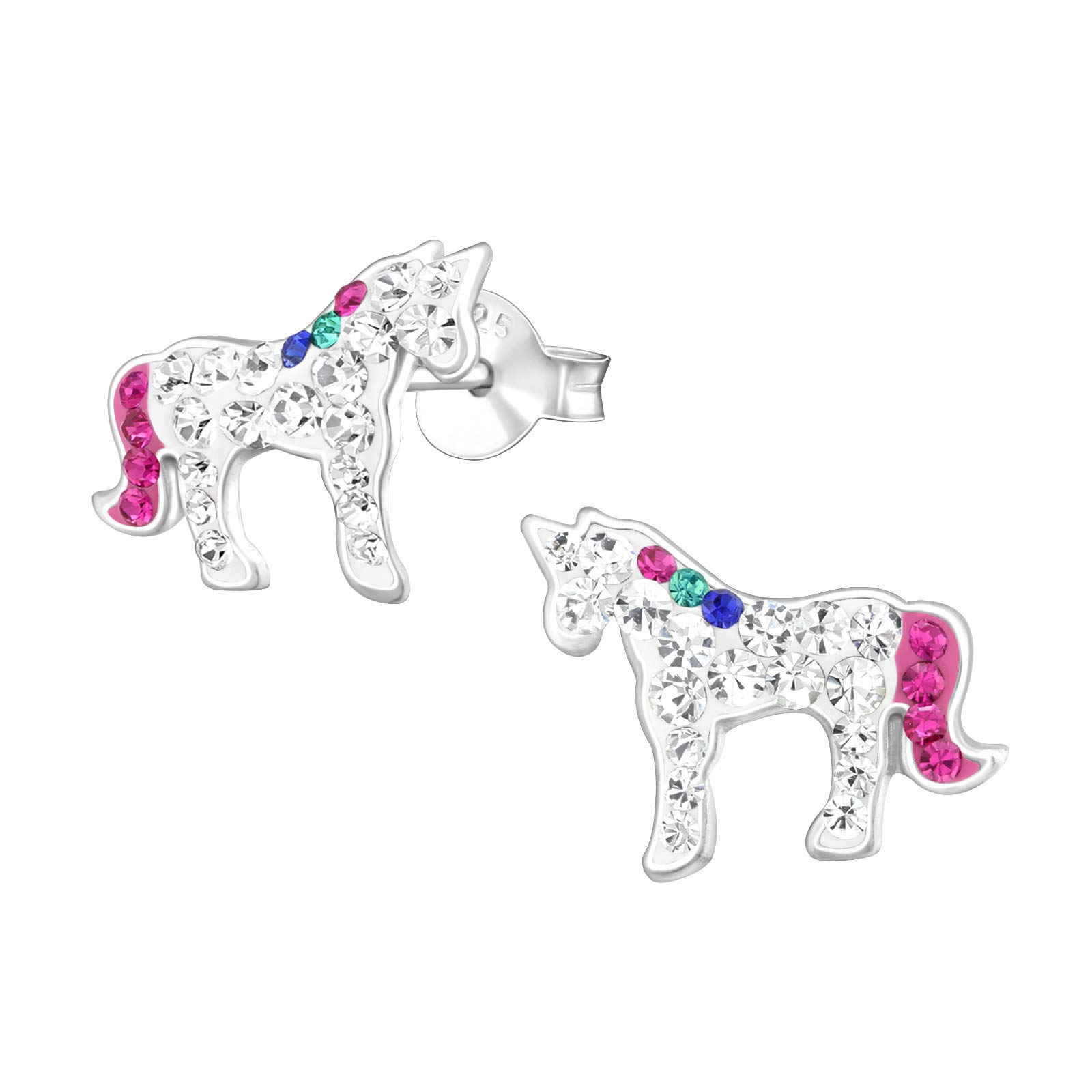 925 Sterling Silver Lightweight Hollow-Back Unicorn Stud Earrings for Women & Girls – Cute Fantasy Jewellery Gift Boxed