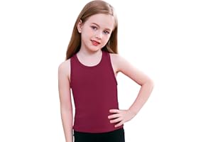 Gnainach Girls Sleeveless Tank Tops High Neck Cropped Tanks Basic Racerback Dance Top for Kids Teen Gymnastics 4-14Y