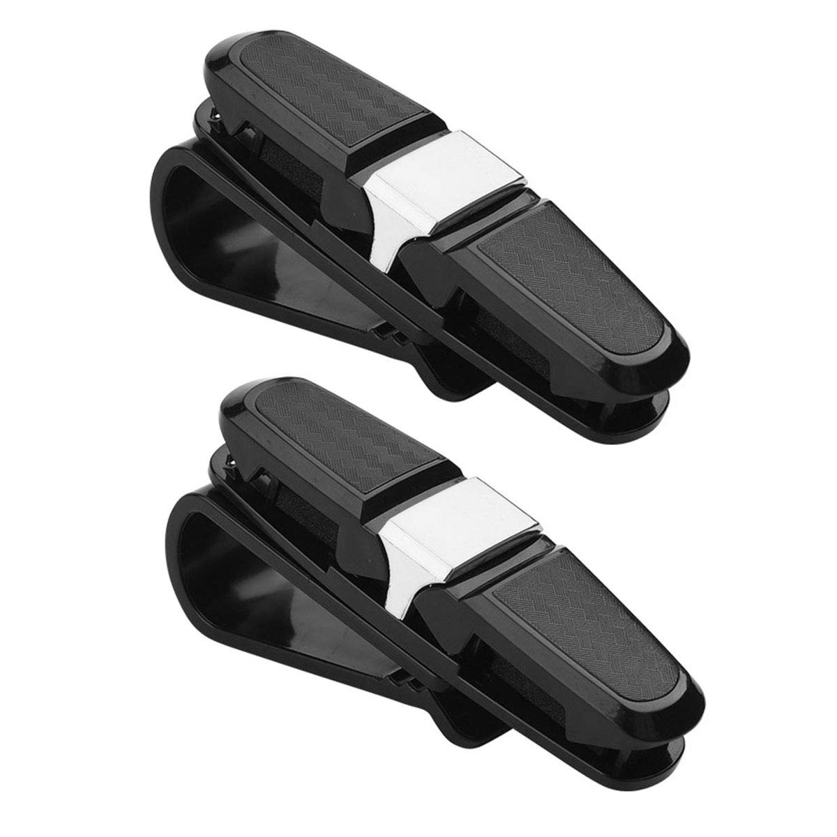 RBNANA [2 Pack] Car Glasses Holders, Sunglasses Holder for Car Sun Visor, Sunglasses Clip for Car, Eyeglasses Mount Hanger, Black and Silver