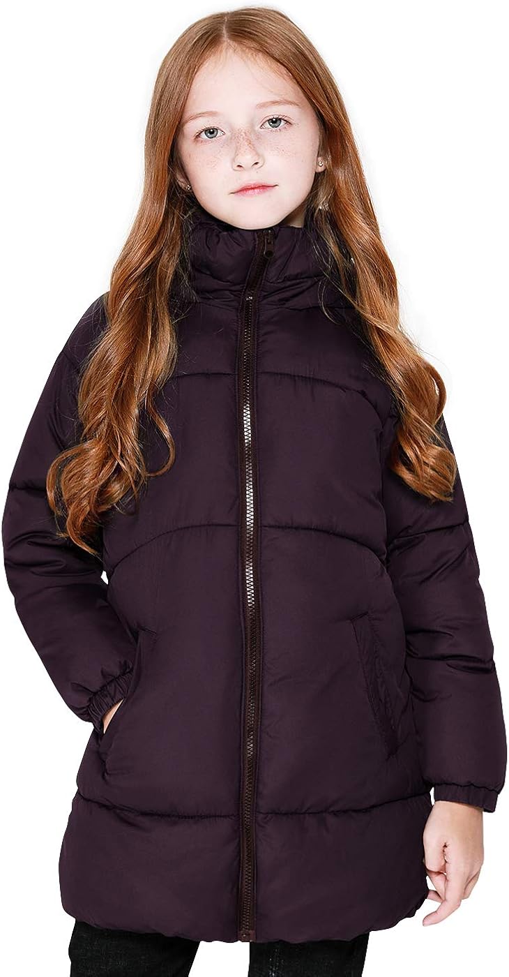 maoo garden Girls Winter Long Puffer Lightweight Coat Thick Padded Soft Fleece Jacket with Hood: Clothing