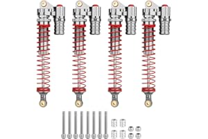 Pothyes Aluminum Adjustable Piggyback Shock Absorber Oil Damper for Axial SCX10 Capra Wraith TRX4 TRX6 D90 Tamiya CC01 HSP HPI 1/10 RC Crawler Upgrade Parts (titanium, 120mm)