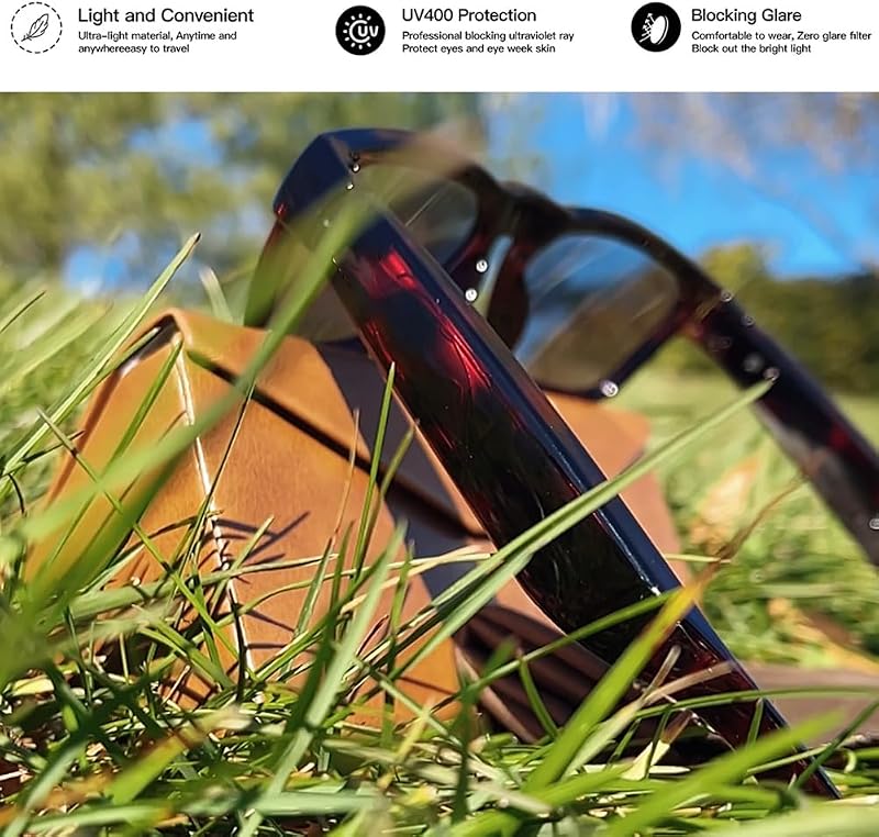 OhO Open Ear Smart Glasses, UV400 Z87.1 Lightweight Bluetooth Sunglasses