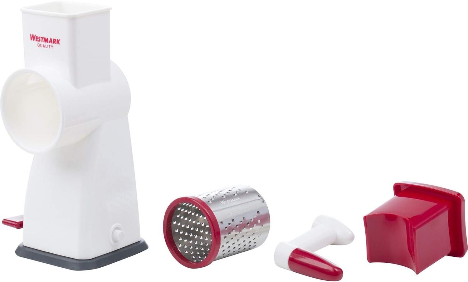 Westmark Almond Drum Mill With Suction Base, Height: 18.9 Cm, Stainless Steel/Plastic, Almondo, White/Red, 97152260 - Image 3