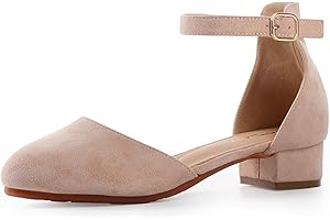 Secret Slippers Girls Glitter Dress Shoes - Closed Toe Chunky High Heels with Ankle Strap for Back to School Bash, Weddings, Parties (Big Kid)