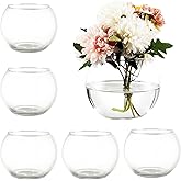 MARTAGE Clear Round Vases Set of 6, Flower Vases for Centerpieces, Glass Vase for Flowers, Glass Bowl Vase for Living Room, Bedroom, Kitchen, Office, Wedding, 5'' W x 4'' H