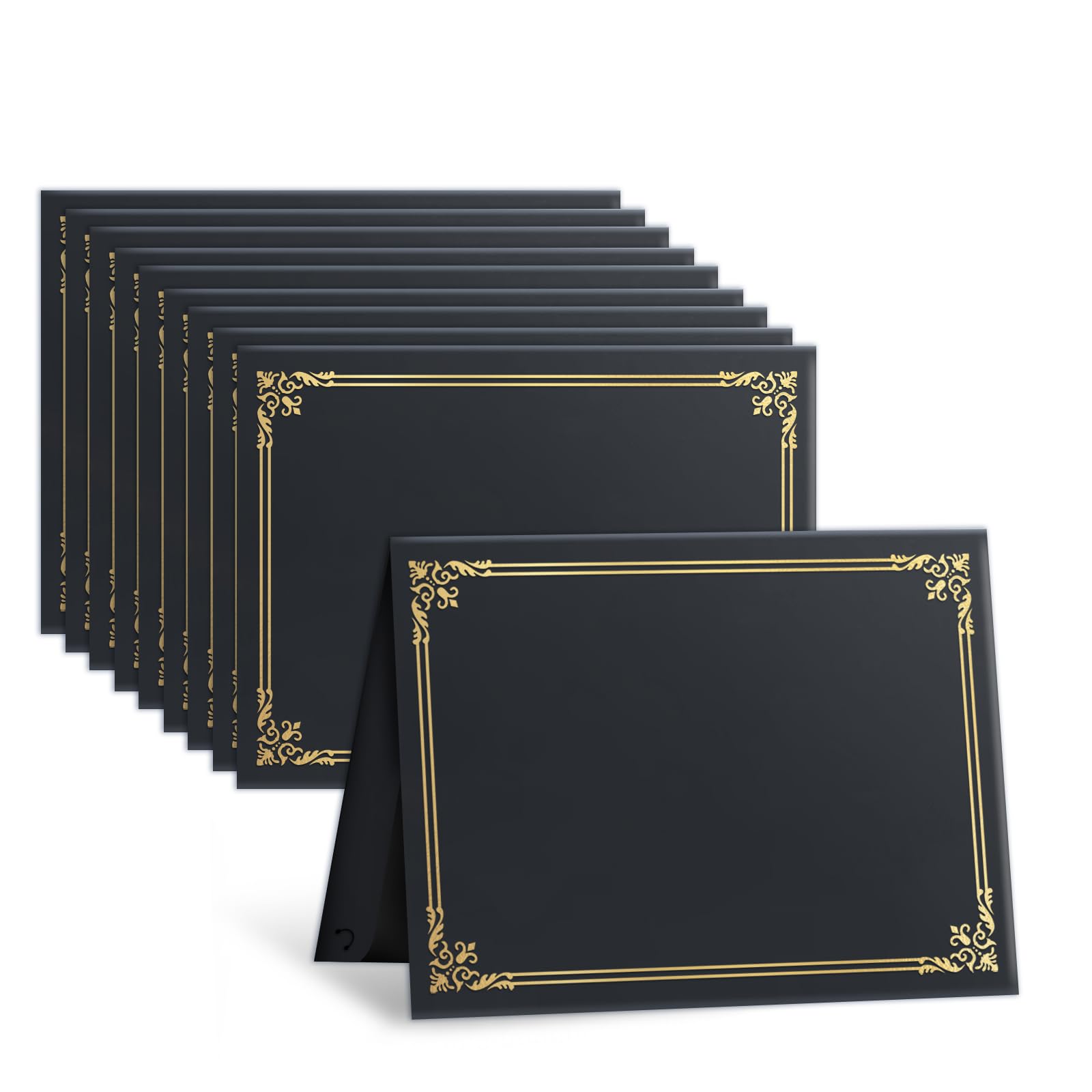Photo 1 of 12 Packs Certificate Covers,Black Cardboard Diploma Cover,Certificate Holders Gold Foil Border,for Letter Size 8.5 x 11 Inch Awards and Certificates