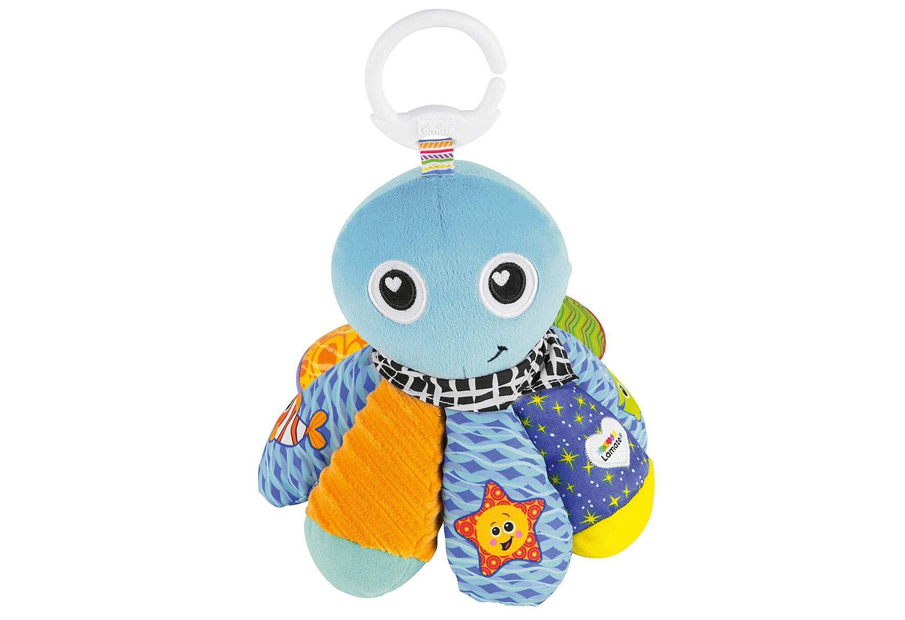 LAMAZE Salty Sam the Octopus Baby Toy, Clip On Baby Pram Toy & Pushchair Toy, Newborn Sensory Toy for Babies Boys & Girls From 0 - 6 Months, Multi, 19.05 x 11.43 x 19.05 cm