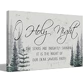 BIWSHA Christmas Wall Decor, Vintage Christmas Canvas Wall Art, Christian O Holy Night Winter Wall Decor, Inspirational Bible Verse Christmas Decoration Gifts for Office Living Room Bedroom Kitchen 11x14 Inch