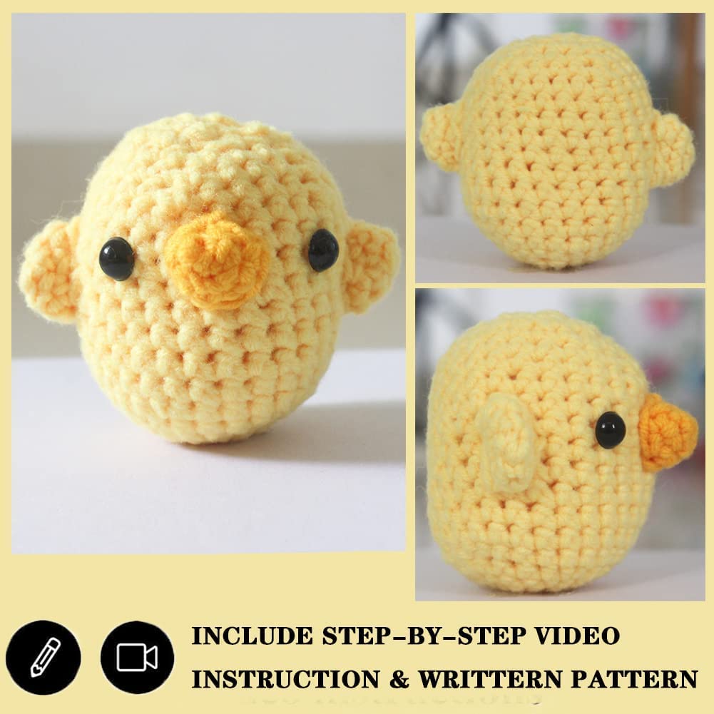 YWQZBHEMO 3 Pattern Crochet Kits - Crochet 3 Different Patterns Sets for Beginners/Experts - Rabbit, Chicken, Bee for Adult Starters, Kids, Includes Enough Yarns, Hook, Accessories