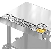 BBQMall Pizza Topping Station for Pizza Oven Table, Stainless Steel Pizza Container with 6 Seasoning Containers with Lids, for Prepping Ingredients and Toppings, Oven Accessories Outdoor