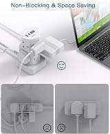 Addtam 13A 3250W 8 Way Tower Extension Lead with 4 USB Ports USB-C & USB-A view 4