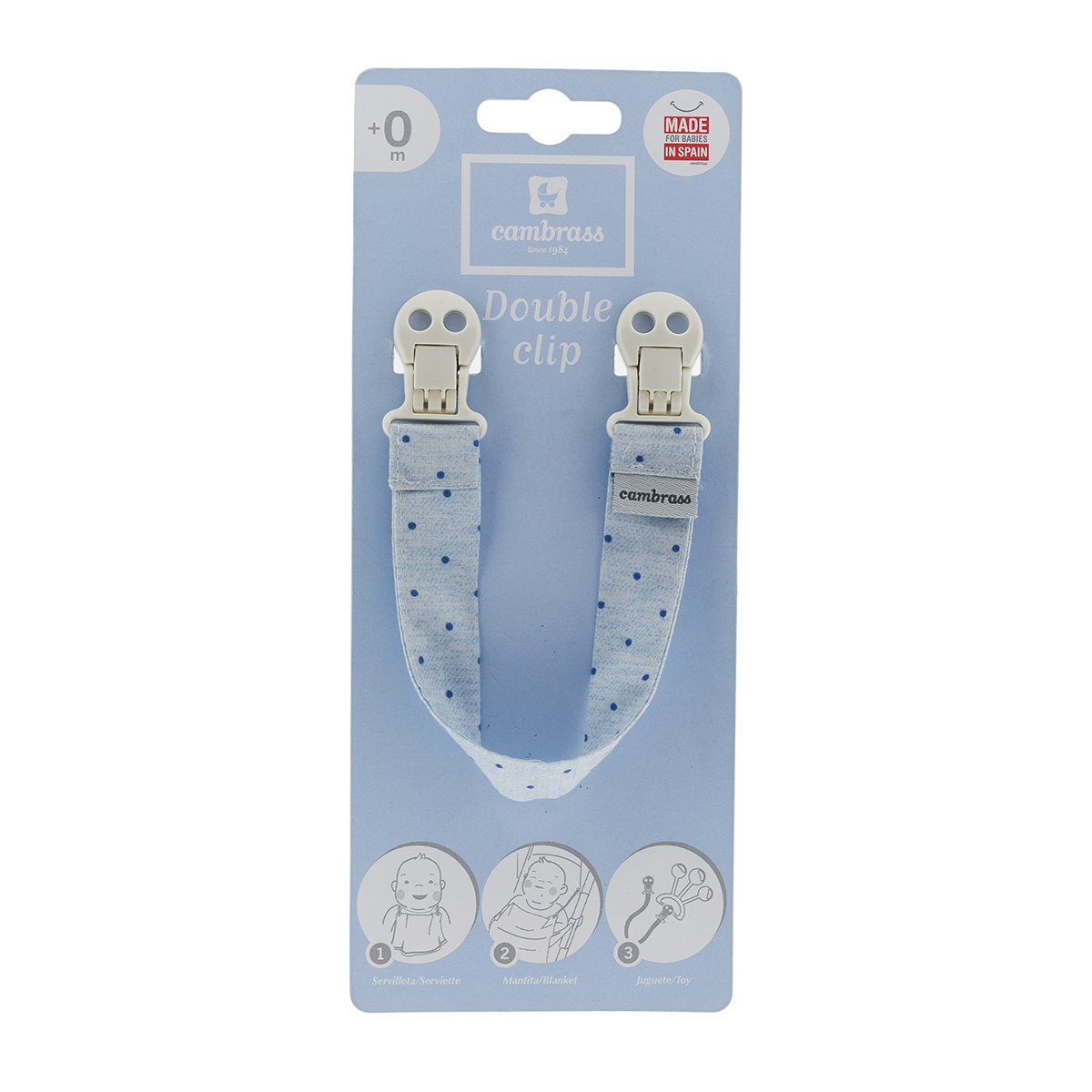 Cambrass Bib Tape Holder, Stela Blue Dot, 2 x 27.5 cm