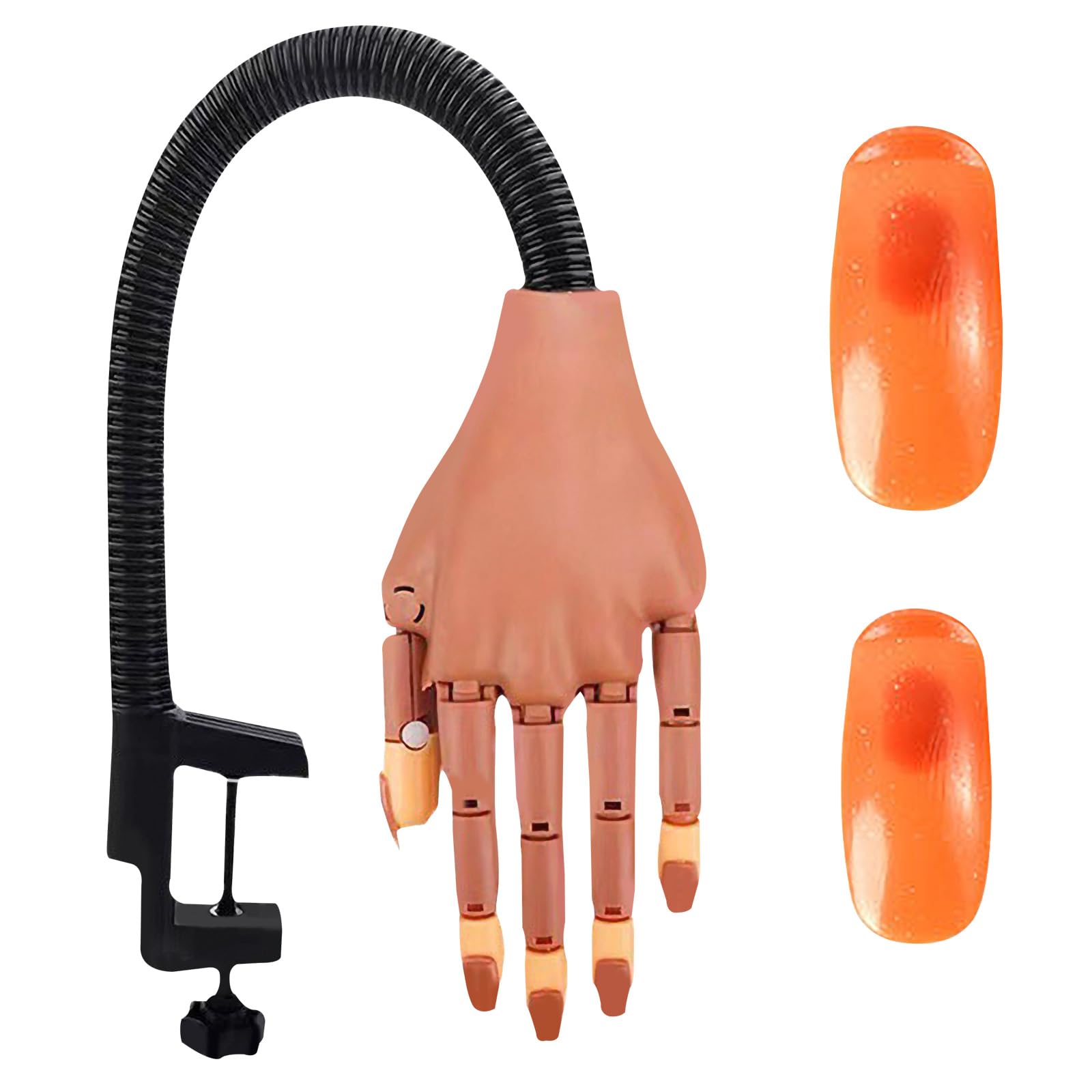 Rhinenet Practice Hand for Acrylic Nails 100 Pcs Nail Tips Flexible And Adjustable Practice Hand Suitable for False Nail Training Nail Enhancement Practice for Beginners DIY Nail Manicure